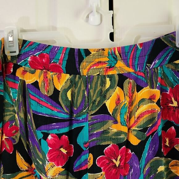 Vintage Caliche Hawaiian Midi Skirt Size XXL Floral Vacation Elastic Waist - Picture 4 of 8